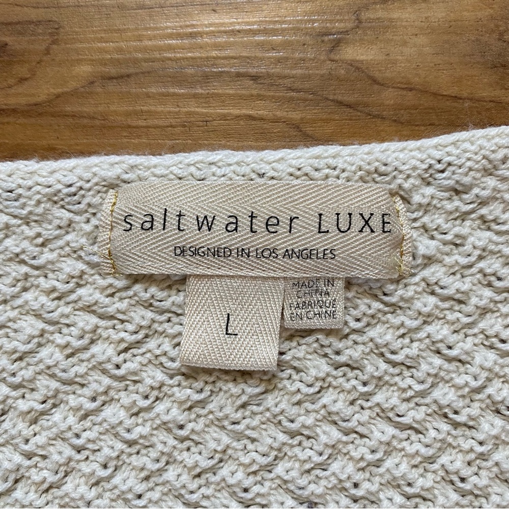 saltwater LUXE Cream Knit Square Neck Puff Sleeve Sweater Top - Picture 7 of 16